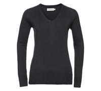 Russell Collection Women's V-Neck Knitted Sweater Cotton Blend Easycare Stylish
