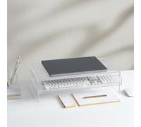 RUSSELL+HAZEL Acrylic Monitor Stand with Drawer, 20” x 10” x 5.25”, Desktop Organization, Clear, Hold up to 10 lbs., 98149