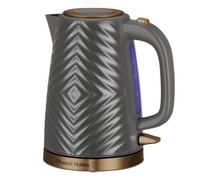 Russell Hobbs Groove Electric 1.7L Cordless Kettle (Fast Boil 3KW, Grey textured plastic with brushed gold accents, Removable washable anti-scale filter, Push to open lid, Perfect pour spout) 26382