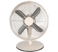 Russell Hobbs 12” Metal Desk Fan in Greige (Grey/Beige), 3 Speed Settings, Lightweight and Compact, Tilt and Oscillating Features, 4 Curved Blades, Up to 2 Years Guarentee, RHMDF1201GR