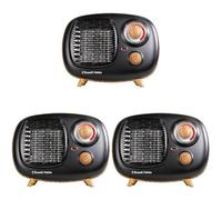 Russell Hobbs 1500W/1.5KW Electric Heater, Retro Portable Ceramic Heater Scandi Wood Effect in Black, 2 Heat Settings, Adjustable Thermostat, 15m2 Room Size, RHRETPTC2001WDB, 2 Year Guarantee