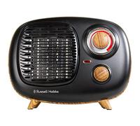 Russell Hobbs 1500W/1.5KW Electric Heater, Retro Portable Ceramic Heater Scandi Wood Effect in Black, 2 Heat Settings, Adjustable Thermostat, 15m2 Room Size, RHRETPTC2001WDB, 2 Year Guarantee