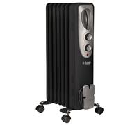 Russell Hobbs 1500W/1.5KW Oil Filled Radiator, 7 Fin Portable Electric Heater - Black, Adjustable Thermostat with 3 Heat Settings, Safety Cut-off, 15