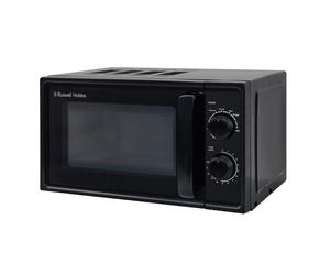 Russell Hobbs 17L Small Microwave Black Manual Textures 700W with 5 Power Levels & 30 min Timer, Defrost Function & Easy Clean, RHM1725B