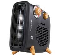 Russell Hobbs 1800W/1.8KW Electric Heater, Retro Horizontal/Vertical Fan Heater Scandi Wood Effect in Black with Adjustable Thermostat, 2 Heat