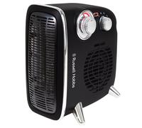 Russell Hobbs 1800W/1.8KW Vertical/Horizontal Retro Fan Heater with Variable temperature thermostat in Black, 2 Heat Settings, Overheat Protection,