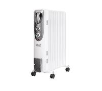 Russell Hobbs 2500W Oil Filled Radiator, 11 Fin Portable Electric Heater in White, Adjustable Thermostat with 3 Heat Settings, Overheat Protection, 25m sq Room Size 2 Year Guarantee RHOFR1106