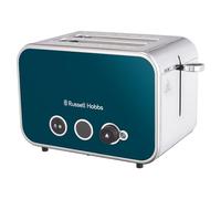 Russell Hobbs 2 Slice Distinctions Toaster (Countdown to ready, Extra wide & long slots, 6 Browning levels & Defrost/Reheat/Cancel, Lift & Look feature, 1600W, Stainless Steel & Ocean Blue) 26431