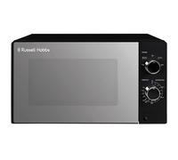 Russell Hobbs 20 Litre 800W Black Solo Manual Microwave with Mirrored Door, 5 Power Levels, Integrated Timer and Defrost Function, Easy Clean RHM2027B