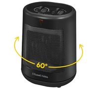 Russell Hobbs 2000W/2KW Electric Heater in Black PTC Ceramic Space Heater, Portable Oscillating 2 Heat Settings Overheat Protection, Adjustable Thermostat 10m2 Room Size RHFH1008B, 2 Year Guarantee