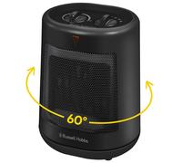 Russell Hobbs 2000W/2KW Electric Heater in Black PTC Ceramic Space Heater, Portable Oscillating 2 Heat Settings Overheat Protection, Adjustable Therm