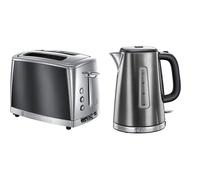 Russell Hobbs 23221 Luna Two Slice Toaster, 1500 W, Grey with Kettle