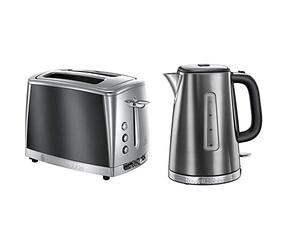 Russell Hobbs 23221 Luna Two Slice Toaster, 1500 W, Grey with Kettle