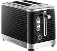 Russell Hobbs Inspire 2 Slice Toaster (Extra wide slots, High lift feature, 6 Browning levels, Frozen/Cancel/Reheat function with Blue LED illumination, 1050W, Black textured high gloss) 24371