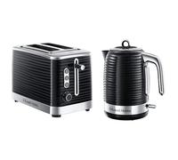 Russell Hobbs 24371 Inspire High Gloss Plastic Two Slice Toaster, Black with Kettle