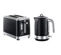 Russell Hobbs 24371 Inspire High Gloss Plastic Two Slice Toaster, Black with Kettle