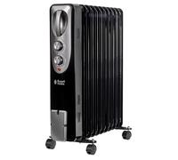 Russell Hobbs 2500W/2.5kW Oil Filled Radiator, 11 Fin Portable Electric Heater - Black, Adjustable Thermostat with 3 Heat Settings, Overheat
