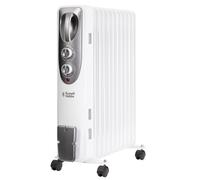 Russell Hobbs 2500W Oil Filled Radiator, 11 Fin Portable Electric Heater in White, Adjustable Thermostat with 3 Heat Settings, Overheat Protection,
