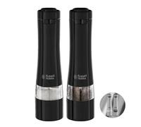 Russell Hobbs 28010-56 Electric Salt and Pepper Mill Set [2 Automatic Grinders] Black Stainless Steel (Adjustable Grinding Fineness, Ceramic Grinding Wheels, for Dried Spices, LED Lighting)