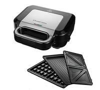 Russell Hobbs 3-in-1 Sandwich Maker [Sandwich, Waffle, Grill Plates] Creations (Dishwasher Safe, Non-Stick Coating & Extra Deep Plates, BPA Free) 26810-56 Black