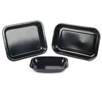 Russell Hobbs Romano 3-Piece Roasting Tray Set - Large Vitreous Enamel Roasting Tin, 36/38cm Rectangular Roasters & 26cm Chop Tray, Oven Safe to 230°C, Durable Carbon Steel, Christmas Dinner Roaster