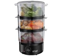 Russell Hobbs 3 Tier Electric Food Steamer, 7L, Dishwasher safe BPA free baskets, Stackable baskets for easy storage, Rice bowl inc, 60 min timer
