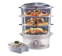 Russell Hobbs 3-Tier 9 Litre Food Vegetable Steamer Healthy 800W - 21140, White