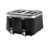 Russell Hobbs 4 Slice Toaster, Brontë, Stylish Matte Design with Stainless Steel Accents, Extra Wide Slots, 6 Browning Levels, Lift & Look Function, Removable Crumb Tray, 1960W, Stone/Black (Black)