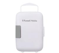Russell Hobbs Mini Fridge RH4CLR1001 4L/6 Can Portable Mini Cooler & Warmer for Drinks, Cosmetics/Makeup/Skincare, AC/DC Power, Retro Style, White,