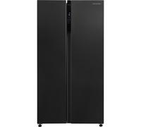 Russell Hobbs Freestanding American Fridge Freezer 442 Litre 70/30 in Black Steel, Super Freeze Function 177cm Tall & 90cm Wide with 5 Glass Shelves and LED Display RH90AFF201DI