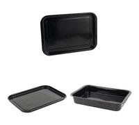 Russell Hobbs Baking Tray Set, 3 Piece with 36 & 40 cm Oven Trays, 36 cm Deep Roasting Tin, Romano Vitreous Enamel, Easy Clean, Dishwasher Safe, Strong & Durable, Oven Safe to 230°C/Gas Mark 8, Black