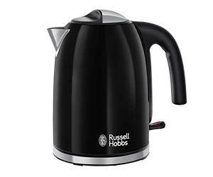 Russell Hobbs Black Stainless Steel 1.7L Cordless Electric Kettle with Black Handle (Fast Boil 3KW, Removable Washable Anti-Scale Filter, Pull to Open hinged lid, Perfect Pour spout) 20413