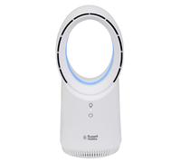 Russell Hobbs Quiet Wireless Bladeless Desk Fan with Ambient Lighting, USB Rechargeable, 2 Hour Battery, 3 Speed Settings, Portable Electric Fan 6W in White, 2 Year Guarantee RHBLDLUSB25