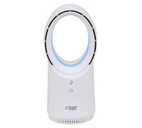 Russell Hobbs Quiet Wireless Bladeless Desk Fan with Ambient Lighting, USB Rechargeable, 2 Hour Battery, 3 Speed Settings, Portable Electric Fan 6W in White, 2 Year Guarantee RHBLDLUSB25
