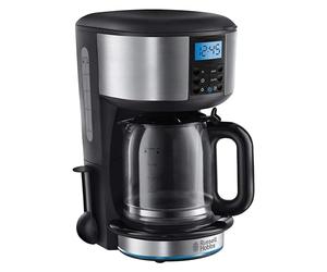 Russell Hobbs Buckingham Filter Coffee Machine, 1.25L Carafe, 10 Cups | Brews 1-4 cup batches with fast brewing, 24hr timer, 40min keep warm, pause & pour, washable filter, auto clean, 1000W