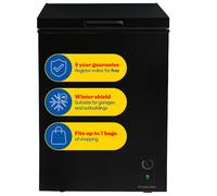 Russell Hobbs Black Chest Freezer 143L Freestanding with 5 Year Warranty, Adjustable Thermostat, Chill or Freeze Function, 4 Star Freezer Rating & Suitable for Outbuildings & Garages RH142CF0E1B