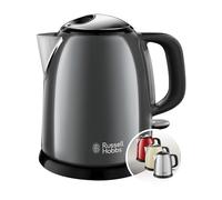 Russell Hobbs Colours+ Small Kettle [1.0 Litres] Stainless Steel Grey (2400 W, Quick Boil Function, Removable Limescale Filter, Outdoor Water Level Indicator, Small Kettle: