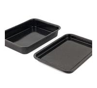 Russell Hobbs COMBO-1921 Romano Vitreous Enamel Deep Roaster and Baking Tray Set, 36 cm / 36 cm, Easy Clean Oven Trays, Perfect for Roasting Meat, Vegetables and Potatoes, Black