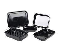 Russell Hobbs COMBO-3162 Romano Vitreous Enamel Roaster, Rack, Baking Tray Sheet and Chop Tray Set, 6 Piece Cookware Set, Durable Carbon Steel, Oven Safe Up to 230°C/Gas Mark 8