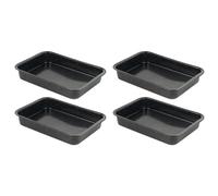 Russell Hobbs COMBO-3861 Set of 4 Romano Vitreous Enamel Roasters, 36 cm, Black, Dishwasher Safe, Rectangular Roasting Tin for Vegetables and Meat, Oven Safe Up to 230 Degrees, 36 x 25 x 4 cm