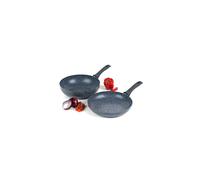 Russell Hobbs COMBO-4840A Nightfall Stone 2-Piece Pan Set, 28 cm Non-Stick Frying Pan and Stir-Fry Pan Set, Induction Hob Fry Pan, Pressed Aluminium