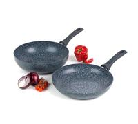 Russell Hobbs COMBO-4840A Nightfall Stone 2-Piece Pan Set - 28 cm Non-Stick Frying Pan and Stir-Fry Pan Set, Induction Hob Fry Pan, Pressed Aluminium Crepe Pan, Wok Pan with Soft Bakelite Handle