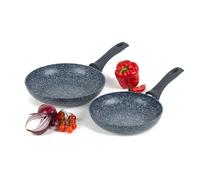 Russell Hobbs COMBO-4842A Nightfall Stone 2 Piece Pan Set, Non-Stick Frying Pan Set, 20/24 cm Crepe Pan, Induction Hob Fry Pan, Pressed Aluminium Cookware with Soft Touch Handles, Omelette Pan