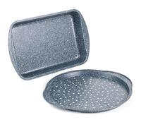 Russell Hobbs COMBO-5440 Nightfall Stone Pizza Tray and Roaster - Non-Stick Oven Trays, 37 cm Perforated Baking Pan with 38 cm Deep Roaster, Carbon Steel Ovenware, Oven Safe Up to 220°C, PFOA-Free