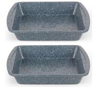 Russell Hobbs COMBO-5444 Square Baking Pan Roaster Tray Set of 2, Non-Stick, Carbon Steel Oven Tins, BPA/PFOA Free, For Brownies, Batch Cooking,