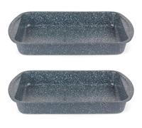 Russell Hobbs COMBO-5446 Roasting Pan Set Of 2 - 38cm Non Stick Oven Roasting Tray With Handles, PFOA Free, Carbon Steel, Roast Chicken Tray, Family