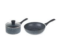 Russell Hobbs COMBO-7552A Nightfall Stone 2-Piece Pan Set - Non-Stick Cooking Pots, 20 cm Saucepan with Lid and 28 cm Stir Fry Pan, Suitable for All Hob Types, Pressed Aluminium Cookware, PFOA-Free