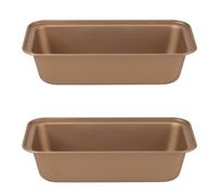 Russell Hobbs COMBO-8124 Set of 2 Opulence 28 cm Non-Stick Loaf Tins, Carbon Steel, PFOA Free, Easy Clean Bread Pan, Ideal Baking Pans for Making Bread and Cakes, Stylish Design, Gold
