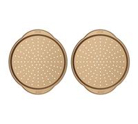Russell Hobbs COMBO-8150 Set of 2 Opulence Non-Stick Pizza Pans, Round Baking Trays for Garlic Bread, Flatbreads and More, Easy Clean, PFOA Free, Oven Safe to 220 Degrees, 37 cm, Carbon Steel, Gold