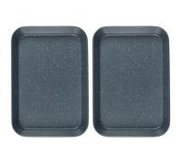 Russell Hobbs COMBO-8284 Deep Roasting Pan Set of 2, Non-Stick Carbon Steel Roaster, Tall Sides Tray for Meats, Vegetables, Large Oven Tin, Family